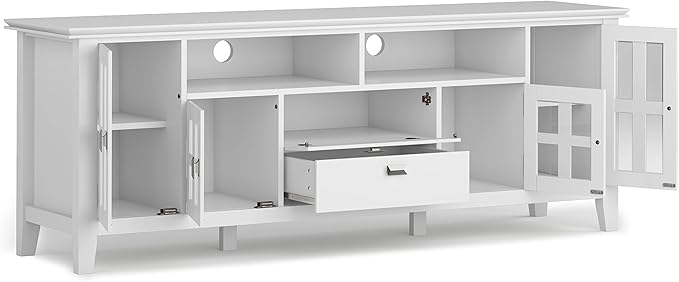 SIMPLIHOME Artisan SOLID WOOD 72 Inch Wide Contemporary TV Media Stand in White - Image 3