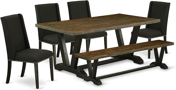 East West Furniture V677FL624-6 6 Piece Dining Room Set Contains a Rectangle by EastWestFurniture