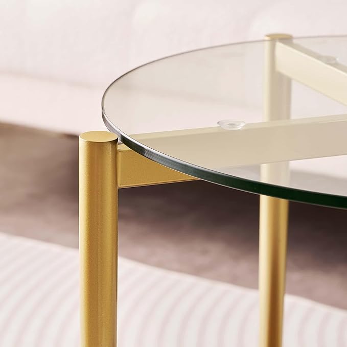 Round Glass End Table, Mid-Century Modern Design Sofa Table - Image 6