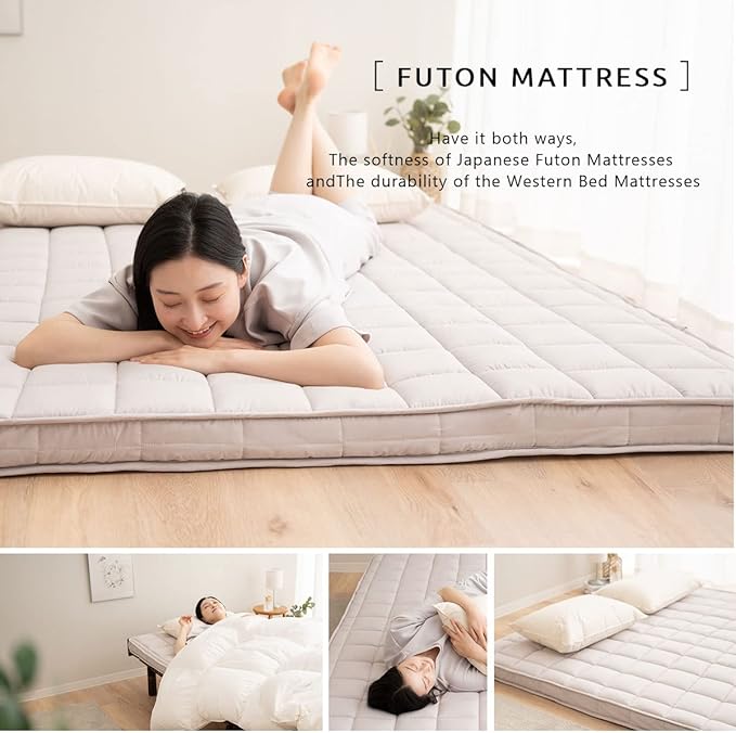 EMOOR Japanese Padded Futon Mattress Machi Full Gray, Gusset Foldable Storable - Image 3