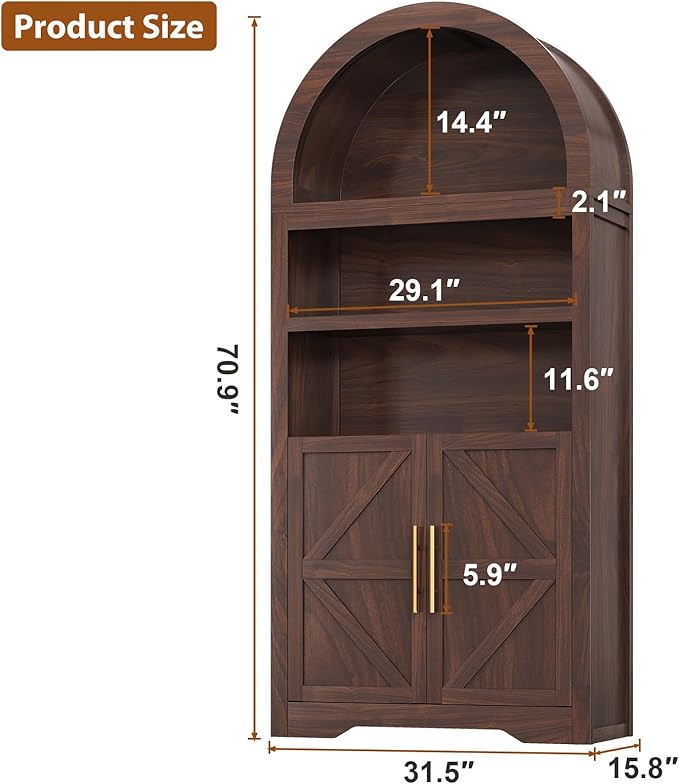 Arched Bookshelf Bookcase China Pantry Storage Cabinet - Image 2