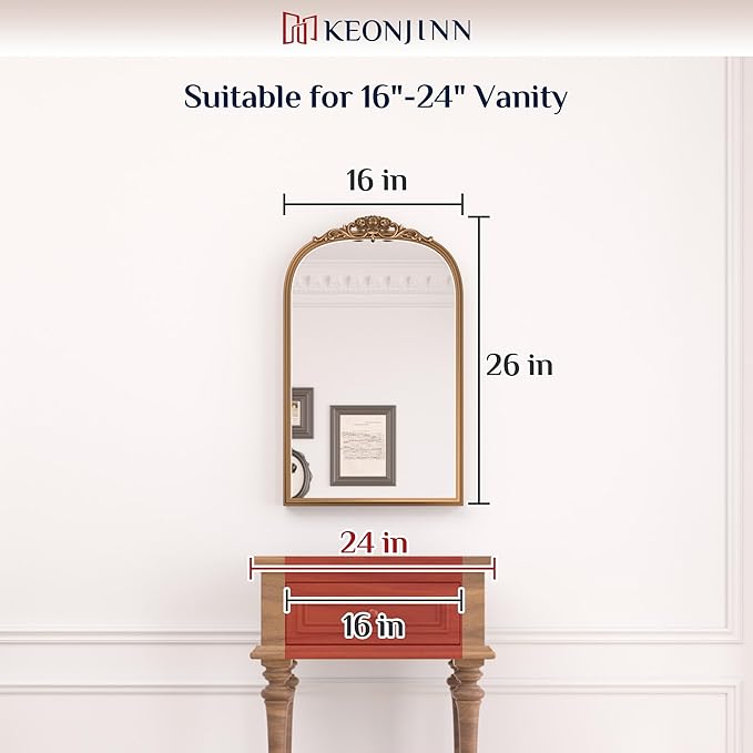 Keonjinn Gold Vintage Arched Mirror - Image 7