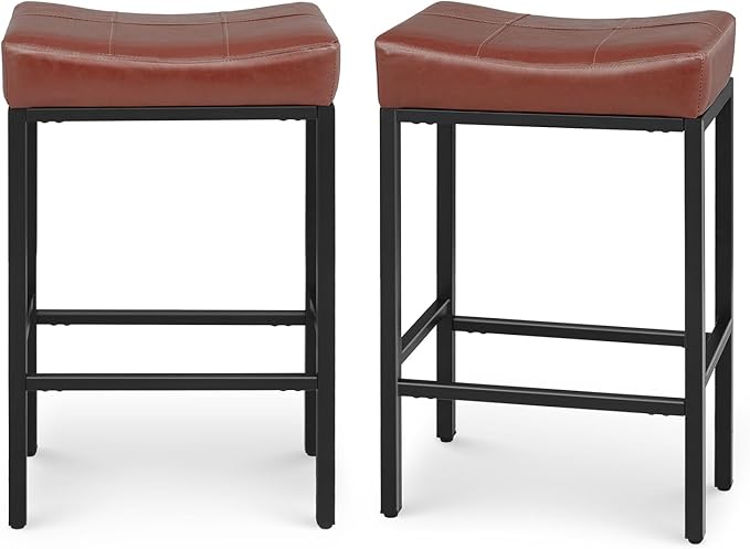 Athena Collection Counter Height Bar Stools Set of 2, 31.5 Inches Saddle Bar by AthenaCollectionFurniture