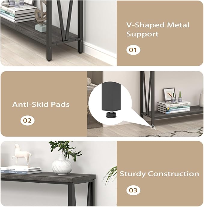 FOLUBAN Console Table for Entryway, Modern Sofa Table Behind Couch, Narrow - Image 5