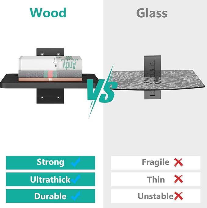 WALI Projector Wall Mount Shelf, Wooden Floating TV Stand DVD Stand Projector - Image 5