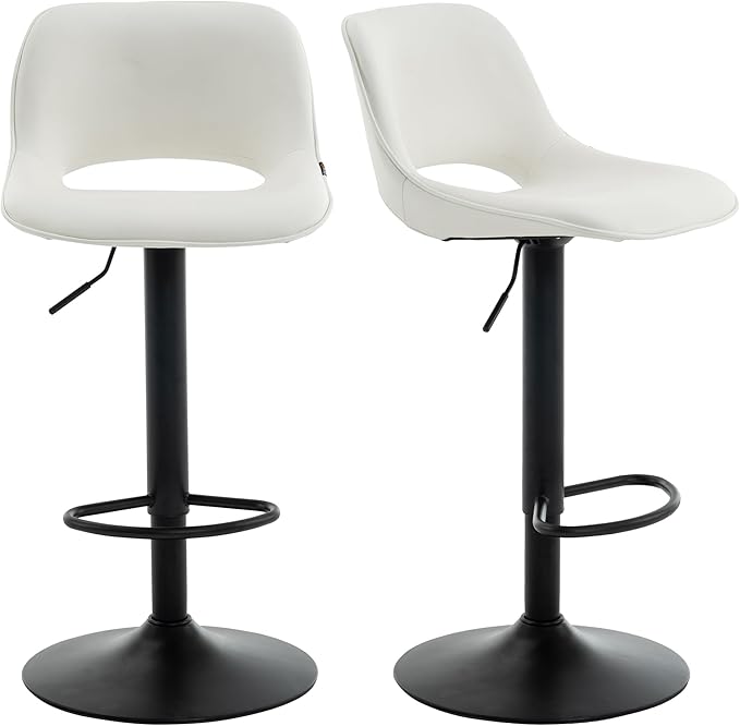 YOUNIKE Bar Stools Set of 2, Adjustable Counter Height Barstools Faux Leather - Image 9