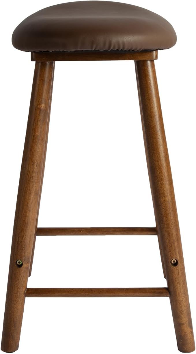 Nora 25" Upholstered Counter Stool, Solid Rubber Wood Frame, Faux Leather - Image 4