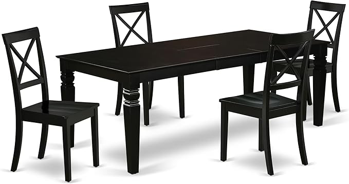 East West Furniture LGBO5-BLK-W 5 Piece Kitchen Table & Chairs Set Includes a by EastWestFurniture