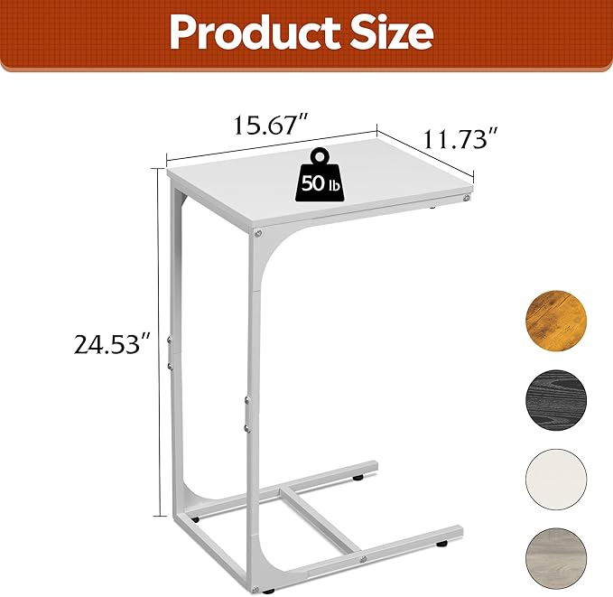WLIVE C Shaped End Table, Small Couch Side Tables - Image 3