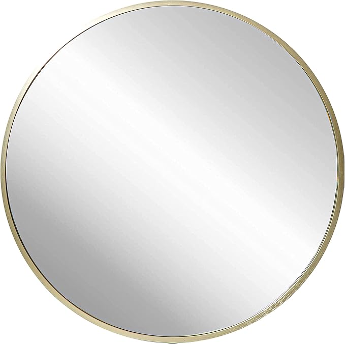 FrameWorks 24" Deluxe Contemporary Brass Gold Circular Aluminum Mirror by FrameWorks