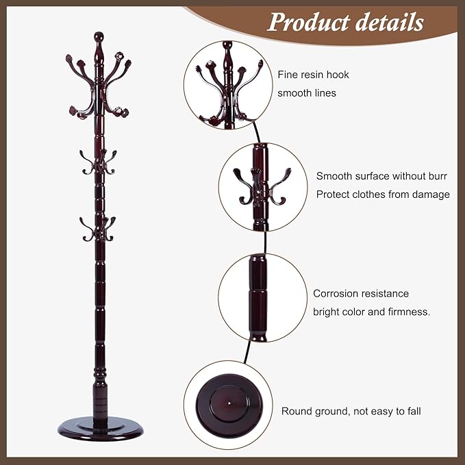 Wooden Coat Rack Freestanding, Vintage Coat Racks - Image 4