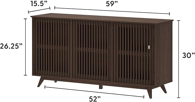 Plank+Beam Mid-Century Modern Wood TV Stand, Three Door Solid Wood - Image 2