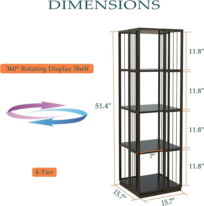 Square Rotating Bookshelf Tower - Image 2