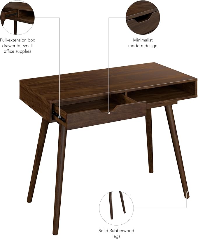 Bush Furniture Nora 40W Writing Desk in Dark Walnut | Computer Table - Image 5
