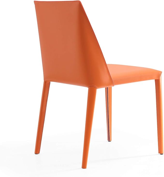 Manhattan Comfort Paris Modern Saddle Leather Dining Chairs, Metal Frame - Image 7
