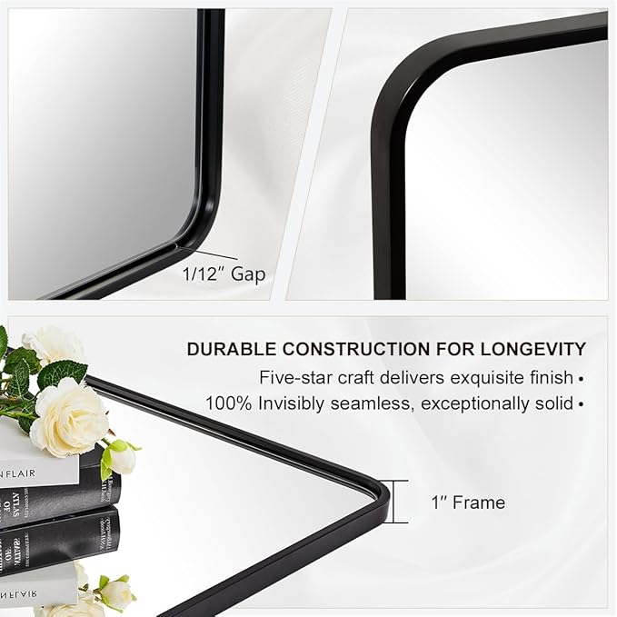 ANDY STAR 36X36 Inch Square Black Bathroom Mirror, Matte Black Vanity Mirrors - Image 9