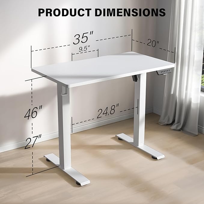 Kingant Standing Desk Height Adjustable Small Electric Stand Up Desks - Image 3