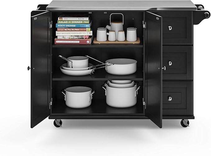 Homestyles Dolly Madison Black Mobile Kitchen Island Cart - Image 9