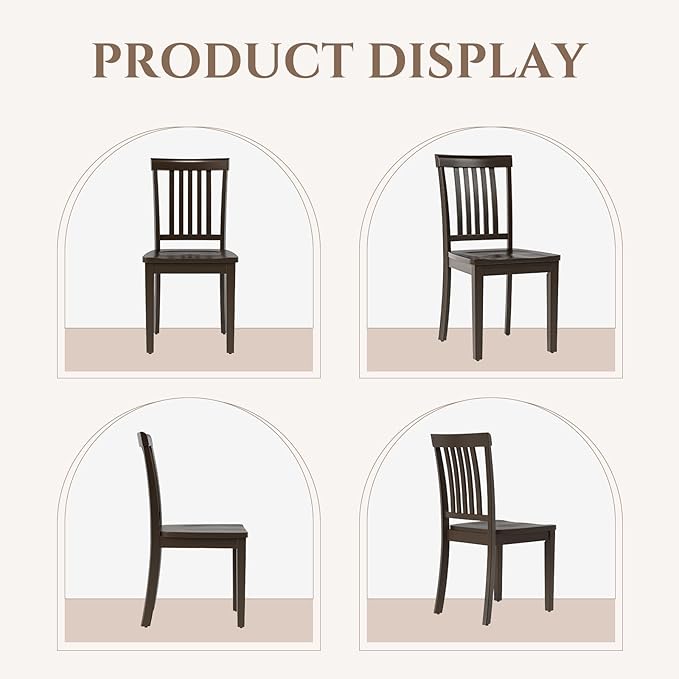 COLAMY Wooden Dining Chairs Set of 6, Solid Rubberwood Kitchen & Dining Room - Image 9
