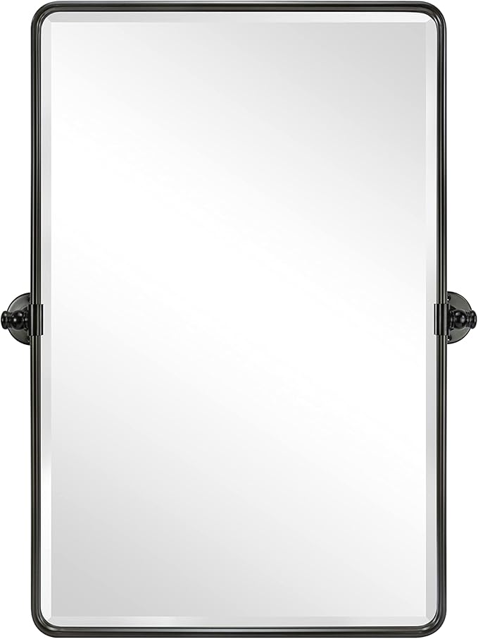 20x30'' Pivot Rectangle Bathroom Mirror Oil Rubbed Bronze Metal Framed Tilting - Image 4