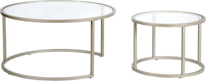 Watson Round Nested Coffee Table in Satin Nickel - Image 6