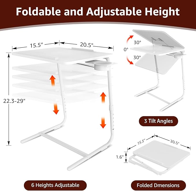 Adjustable TV Tray Folding Dinner - Image 2