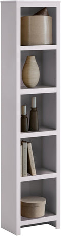 Prepac Moda 80" Tall 5-Tier Narrow Bookcase in White, Modern Storage Accent by PREPACRTASTORAGEFURNITURE
