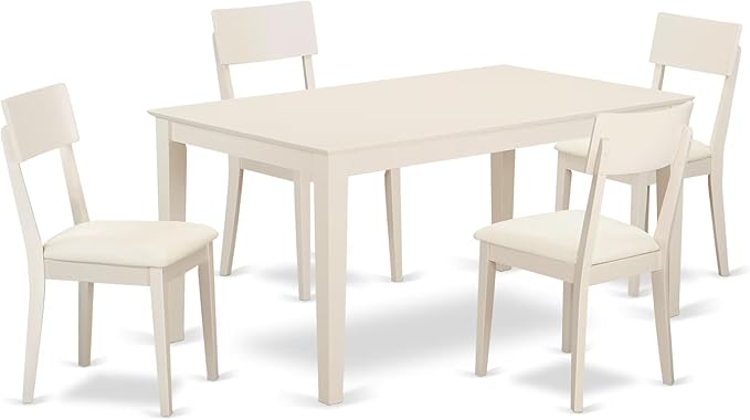 East West Furniture CAAD5-LWH-LC 5 Piece Dining Room Table Set Includes a by EastWestFurniture