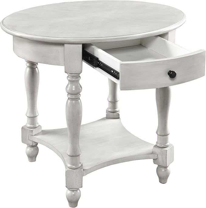 MODERION Oval End Table with Drawer, Solid Wood Sofa Side Storage Shelf by MODERION-YourHomeSoulMate