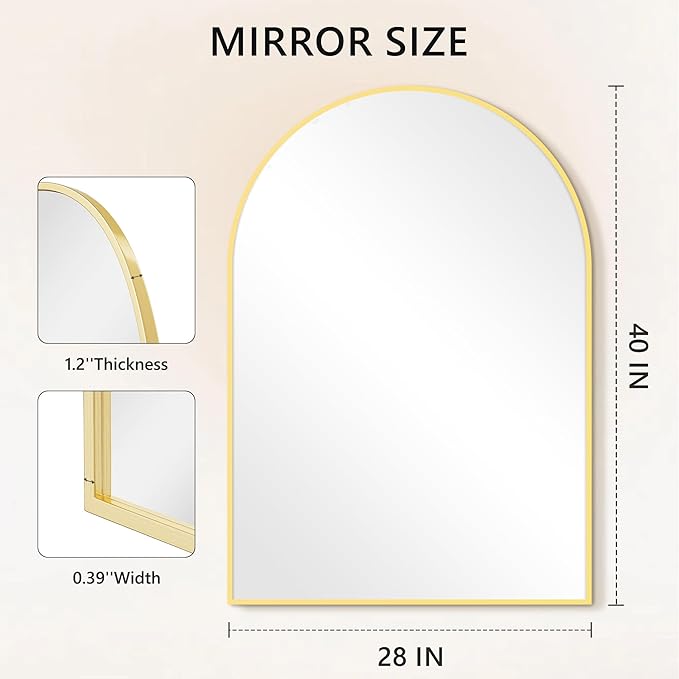 Arched Wall Mirror for Bathroom, Mirrors for Wall, Vanity Mirror for Bedroom - Image 7