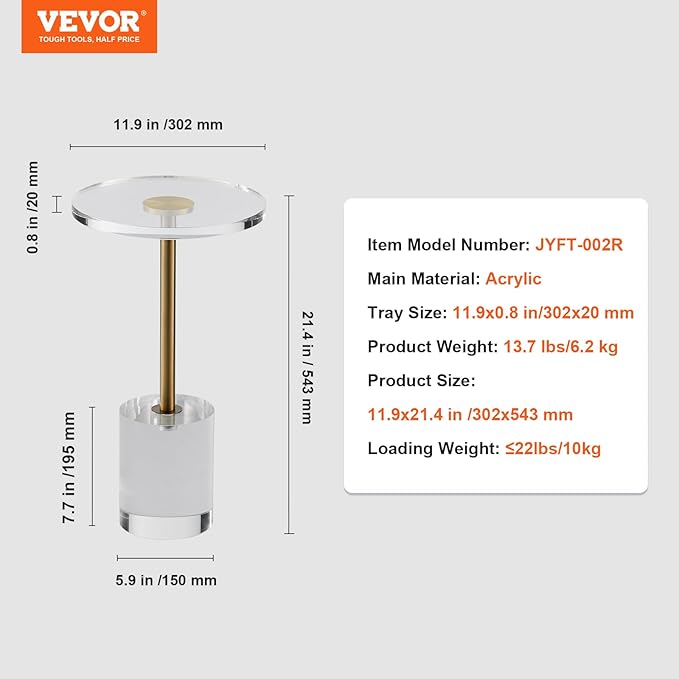 VEVOR Clear Acrylic End Table, Acrylic Side Table - Image 3