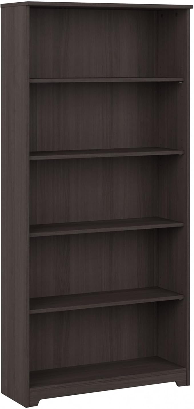 Bush Furniture Cabot Tall 5 Shelf Bookcase | Large Open Bookshelf in Heather by BushHome