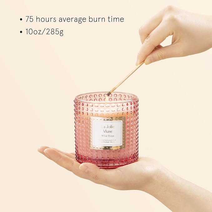 LA JOLIE MUSE Rose Noir & Oud Scented Candle – Lemon, Rose & Oud | 10 oz - Image 4