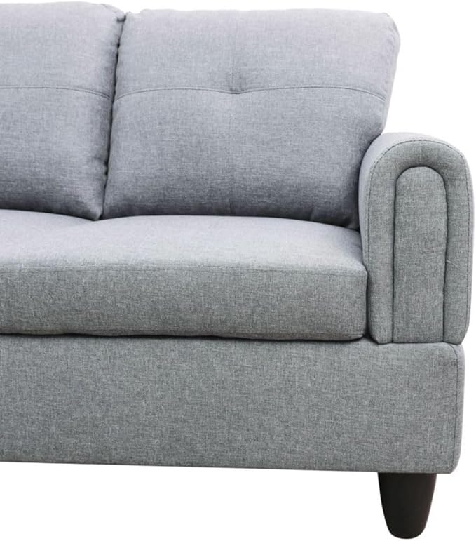 Grey-1 L-Shaped 3-Piece Linen Sofa - Image 5