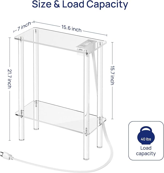 HMYHUM Acrylic Narrow Side Table - Image 3