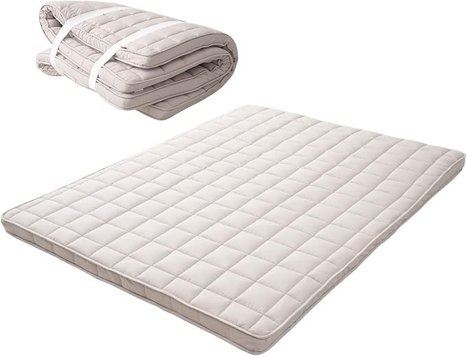 EMOOR Japanese Padded Futon Mattress Machi King Gray, Gusset Foldable Storable by EMOOR