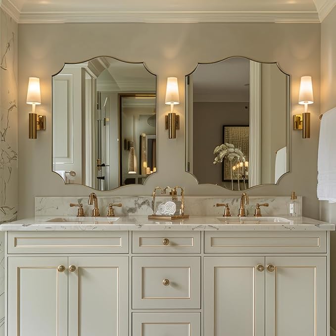 28x36 Inch Gold Scalloped Mirror, Bathroom Vanity Mirror - Image 7