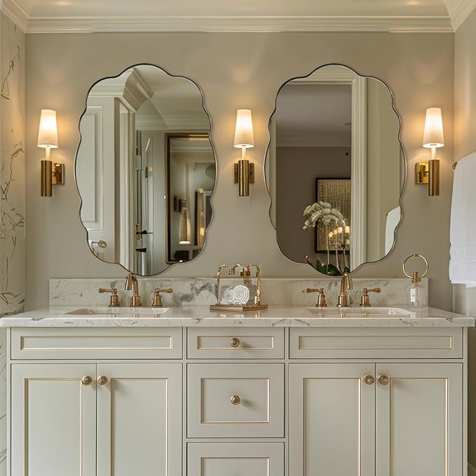 ANDY STAR Oval Bathroom Mirror, 24x36 Inch Scalloped Wall Mirror, Modern - Image 8
