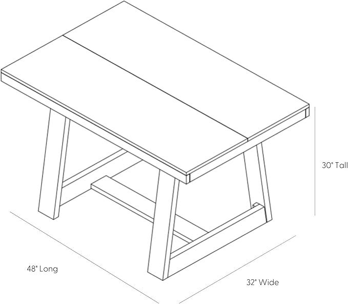 Plank+Beam 48 Inch Farmhouse Dining Table, Rustic Solid Wood Kitchen Table - Image 2