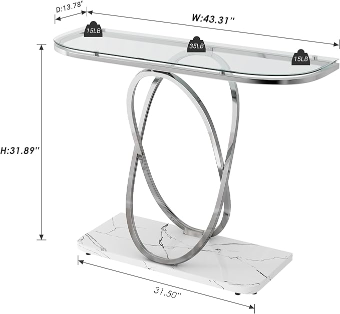 O&K FURNITURE Glass Console Tables - Image 2