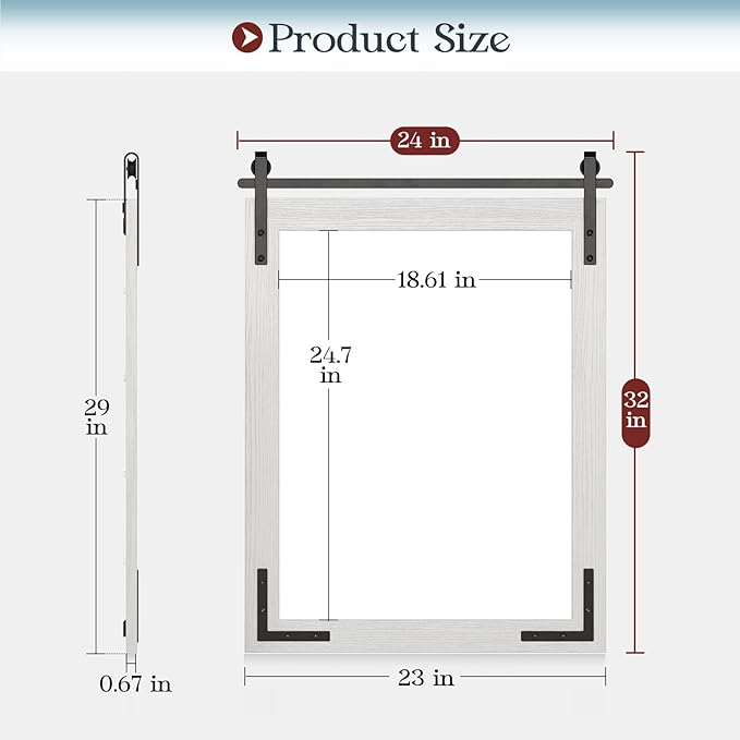 Farmhouse Bathroom Mirror 24x32 Inch, Rectangle Wall Decorative Mirrors - Image 3
