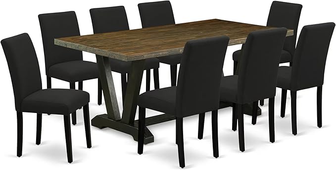 East West Furniture V677AB624-9 9 Piece Dining Set Includes a Rectangle Dining by EastWestFurniture