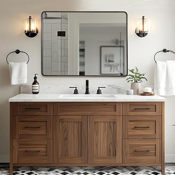 ANDY STAR 48x36 Inch Bronze Bathroom Mirror, Rounded Rectangle Oil Rubbed by ANDYSTAR