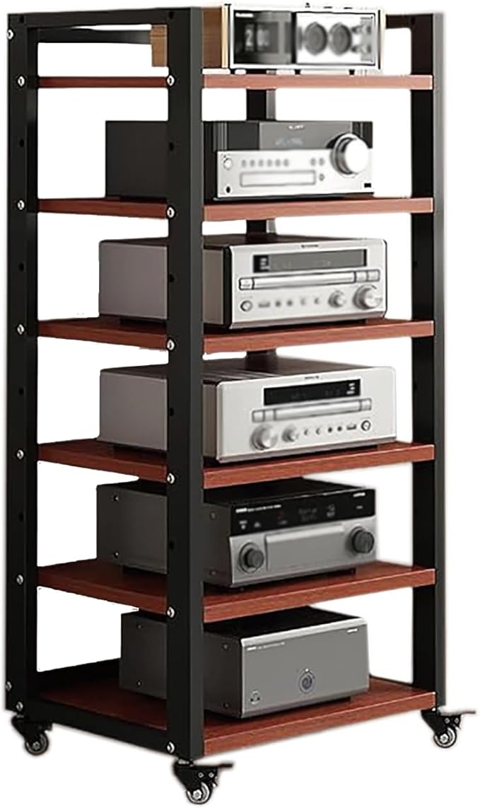 6 Tier Audio Rack Tower, CD Record Player Stereo Receiver AV Equipment Cabinet - Image 8
