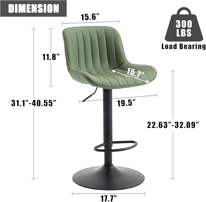 YOUNIKE Bar Stools Set of 2 Counter Height Barstools - Image 2