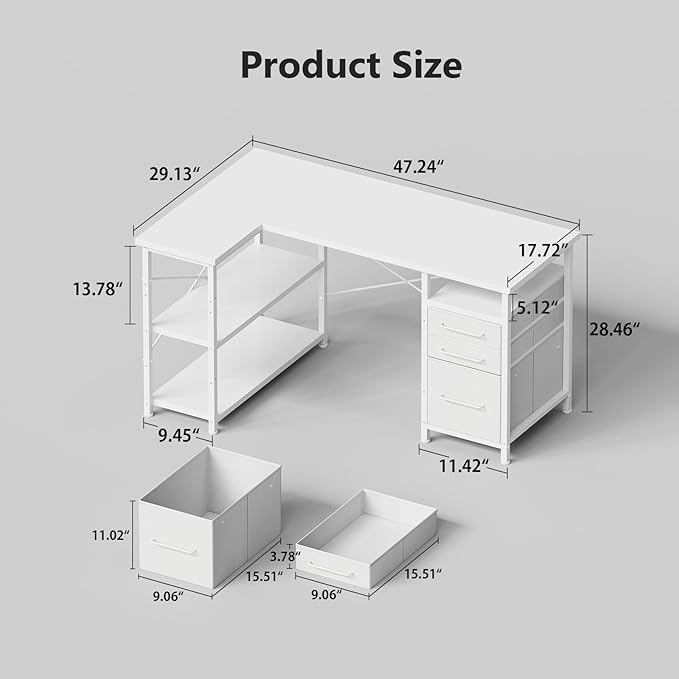 47" Computer Desk with Drawers, Desks - Image 3