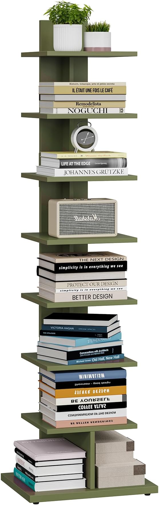 TUTOTAK Bookshelf, 8-Tier Bookcase, Narrow Spine Book Shelf - Image 9