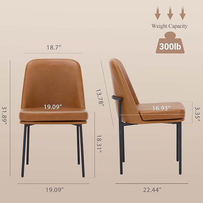 COLAMY Modern Dining Chairs Set of 2, Faux Leather Upholstered Dining Room - Image 6