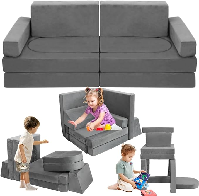 Modular Kids Play Couch Convertible Toddler Building Fort Sofa and Cushion by Frxeyaliz