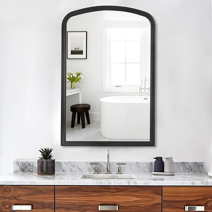 HOMECOOKIN Wood Arched Mirror for Bathroom by HOMECOOKIN
